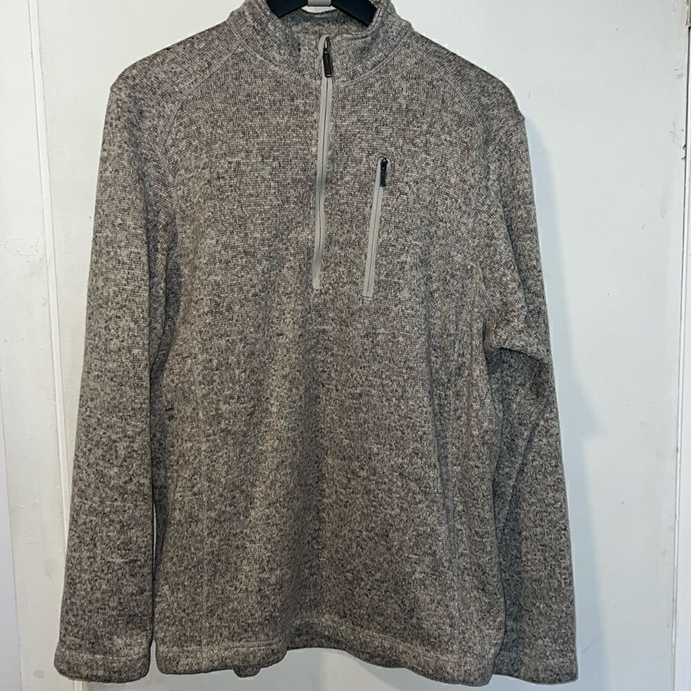 WOOLRICH Heather Gray 1/4 Zip Fleece Pullover Sweater-L